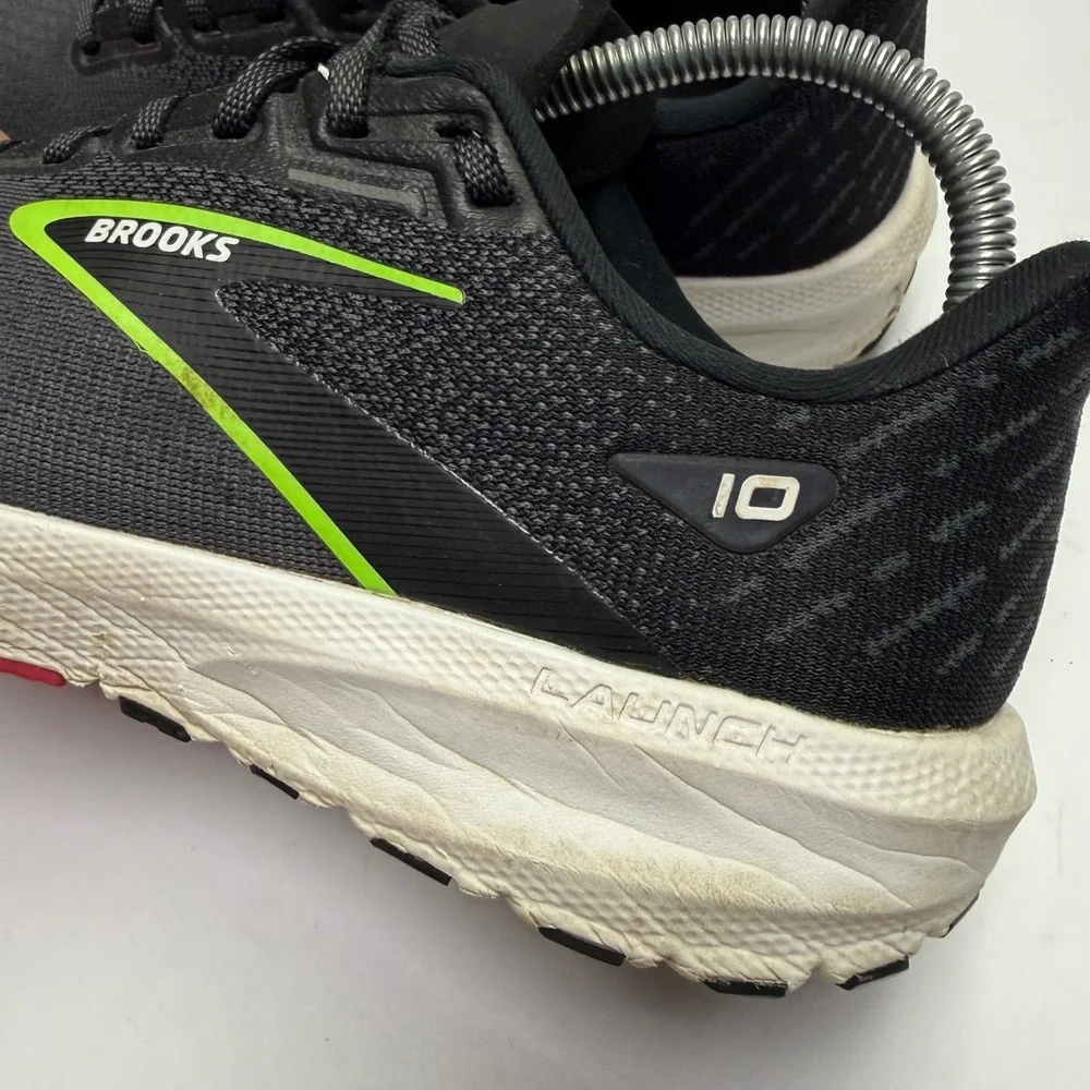 Brooks Launch 10 Running Shoes Womens 9 Black Neon Pink Green Sneakers